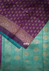 Jamun Purple-D8 - Thendral - Kanchi Art Silk Saree with Flower Border and Buttas - Perfect for Wedding Functions