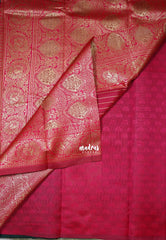 Bottle Green-D8 - Thendral - Kanchi Art Silk Saree with Flower Border and Buttas - Perfect for Wedding Functions