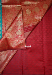 Teal Blue-D8 - Thendral - Kanchi Art Silk Saree with Flower Border and Buttas - Perfect for Wedding Functions