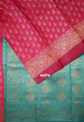 Reddish Pink-D8 - Thendral - Kanchi Art Silk Saree with Flower Border and Buttas - Perfect for Wedding Functions