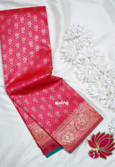 Reddish Pink-D8 - Thendral - Kanchi Art Silk Saree with Flower Border and Buttas - Perfect for Wedding Functions