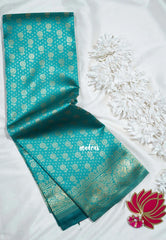 Teal Blue-D8 - Thendral - Kanchi Art Silk Saree with Flower Border and Buttas - Perfect for Wedding Functions