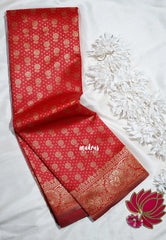 Chilli Red-D8 - Thendral - Kanchi Art Silk Saree with Flower Border and Buttas - Perfect for Wedding Functions
