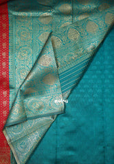 Chilli Red-D8 - Thendral - Kanchi Art Silk Saree with Flower Border and Buttas - Perfect for Wedding Functions