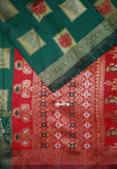 Bottle Green - Thendral - Kanchi Art Silk Saree with Traditional Dancer Border and Buttas - Perfect for Wedding Functions