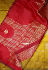 Golden Yellow - Thendral - Kanchi Art Silk Saree with Traditional Dancer Border and Buttas - Perfect for Wedding Functions