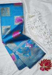 Ananda Blue - Thendral - Kanchi Art Silk Saree with Traditional Dancer Border and Buttas - Perfect for Wedding Functions