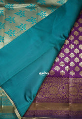 Jamun Purple-Floral - Thendral - Kanchi Art Silk Saree with Floral Border and Buttas - Perfect for Wedding Functions