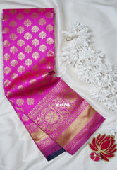 Candy Pink-Floral - Thendral - Kanchi Art Silk Saree with Floral Border and Buttas - Perfect for Wedding Functions