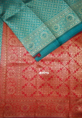 Green-D3 - Thendral - Kanchi Art Silk Saree with Flower Border and Buttas - Perfect for Festive Wear