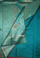 Chilli Red-D7 - Thendral - Kanchi Art Silk Saree with Kodi Flower Border - Perfect for Wedding Functions
