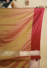 Dual Shade Mustard Yellow - Thendral - Kanchi soft silk with Floral border