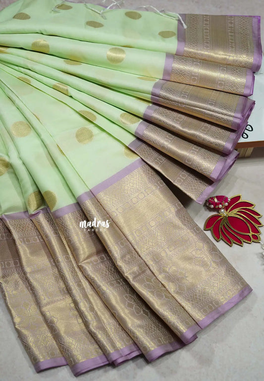 Mint Melody - Trisha Inspired Thendral Soft Kanchi semi silk with big Zari Border