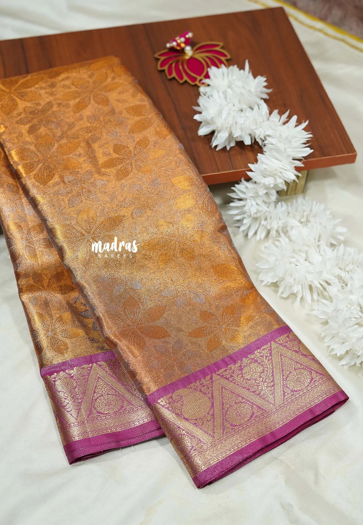 Thendral - Kanchi tissue silk - Magenta with copper