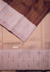 Thendral - Kanchi semi silk Saree stripes with paithani border - Winered with Pastel Pink