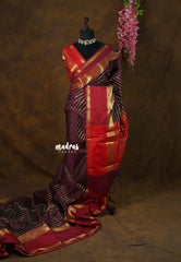 Mulberry Wine - Thendral - Kanchi semi silk with zari weaving body with zari border - Perfect for Wedding Functions