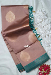 Muted Mauve Onion - Thendral - Kanchi Semi Silk Small Border with Contrast Pallu and Blouse - Best for Pooja Functions | Diwali Festive