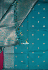 Muted Mauve Onion - Thendral - Kanchi Semi Silk Small Border with Contrast Pallu and Blouse - Best for Pooja Functions | Diwali Festive