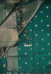 Spicy Red - Thendral - Kanchi Semi Silk Small Border with Contrast Pallu and Blouse - Best for Pooja Functions | Diwali Festive