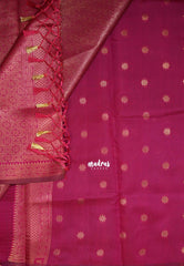Bluish Grey - Thendral - Kanchi Semi Silk Small Border with Contrast Pallu and Blouse - Best for Pooja Functions | Diwali Festive