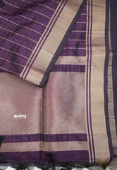 Thulasi - Semi raw silk with stripes weaving - Purple