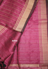 Thulasi - Semi raw silk with stripes weaving - Magenta pink