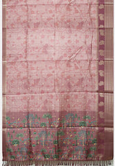 Thulasi - Fusion Semi Raw silk with kalamkari prints - Maroon