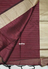 Thulasi - Semi raw silk kantha stitch weaving - Maroon brown