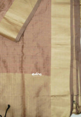 Thulasi - Semi raw silk kantha stitch weaving - Pastel brown