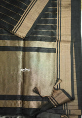 Thulasi - Semi raw silk with stripes weaving - Black