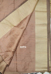 Thulasi - Semi raw silk kantha stitch weaving - Pastel brown