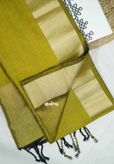 Thulasi - Semi raw silk kantha stitch weaving - Mehendi green