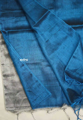 Soft Blue and silver Half and Half Tissue khadi