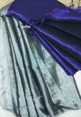 Soft Purple and silver Half and Half Tissue khadi