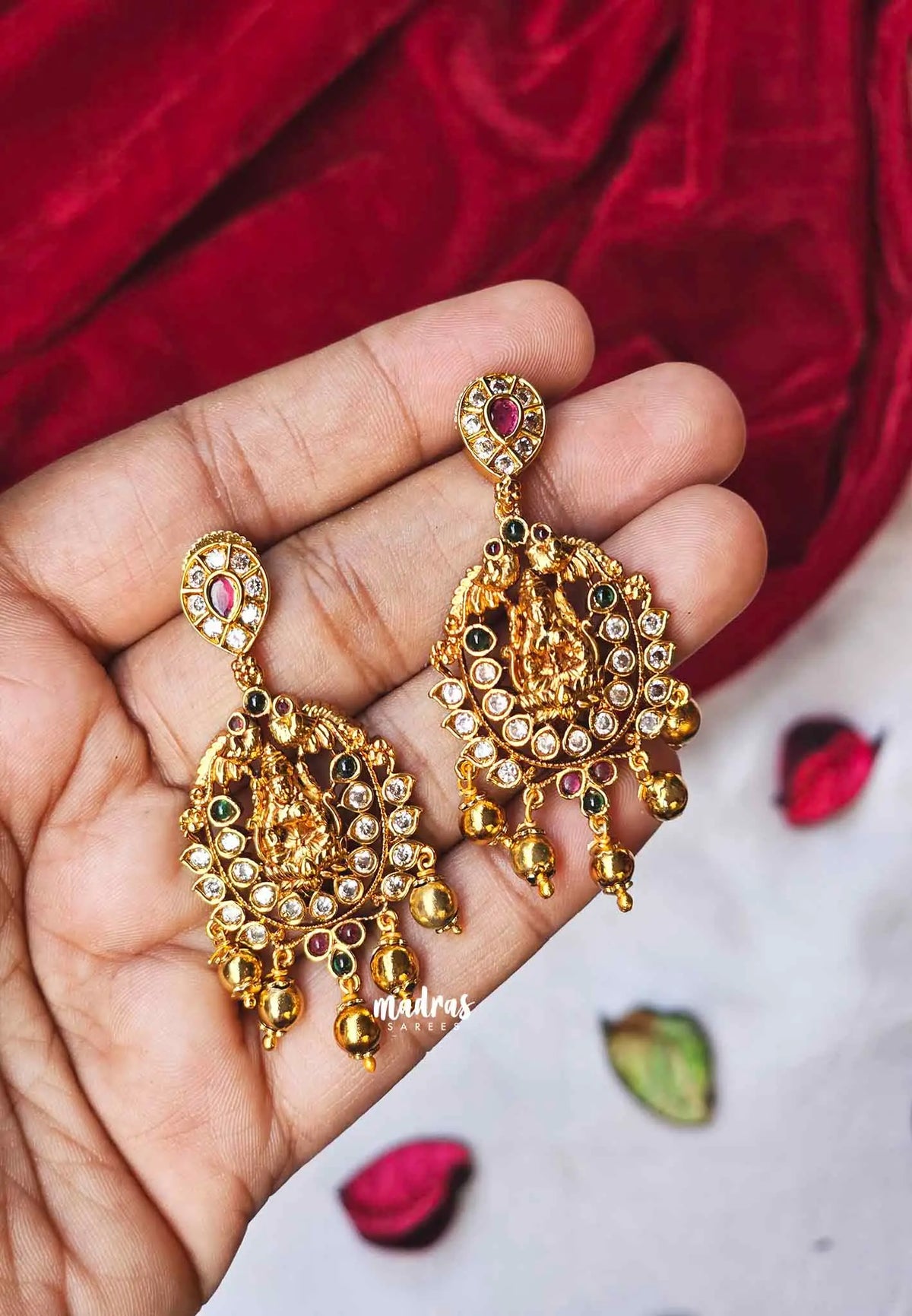 Aimpon - Traditional Temple Lakshmi Statement Earrings