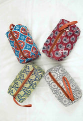 Block Printed Toiletry Bag / Utility pouch / Makeup bag - (Set of 4) design 1