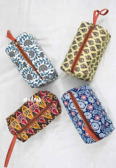 Block Printed Toiletry Bag / Utility pouch / Makeup bag - (Set of 4) design 2