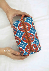 Block Printed Toiletry Bag / Utility pouch / Makeup bag - (Set of 4) design 1