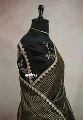 Trisha Organza saree full zari weaving with work blouse - Black