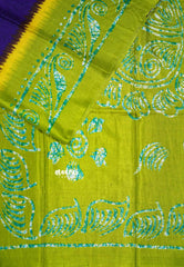 Violet Purple - Uniform sarees Malgudi printed silk with batik prints