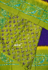 Violet Purple - Uniform sarees Malgudi printed silk with batik prints