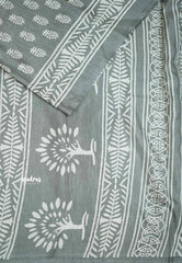 Uniform sarees Malgudi printed silk bagru prints - Grey