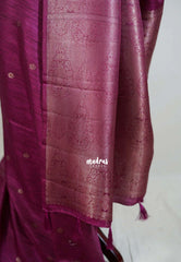 Mulberry Purple - Vadhanam - Jute Tussar Silk Saree with Buttas and Rich Pallu - Best for Office Wear | Casual Wear