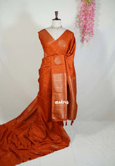 Sunset Orange - Vadhanam - Jute Tussar Silk Saree with Buttas and Rich Pallu - Best for Office Wear | Casual Wear