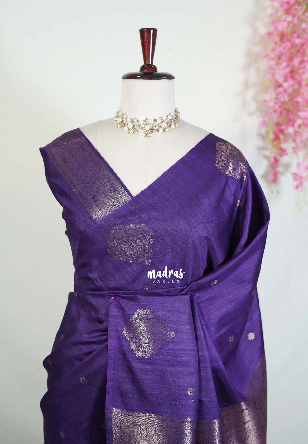 Royal Purple - Vadhanam - Jute Tussar Silk Saree with Buttas and Rich Pallu - Best for Office Wear | Casual Wear