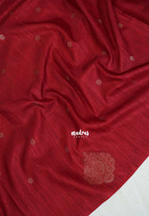 Reddish Maroon - Vadhanam - Jute Tussar Silk Saree with Buttas and Rich Pallu - Best for Office Wear | Casual Wear