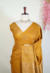 Mustard Glow - Vadhanam - Jute Tussar Silk Saree with Buttas and Rich Pallu - Best for Office Wear | Casual Wear