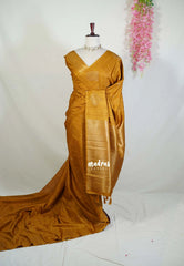 Mustard Glow - Vadhanam - Jute Tussar Silk Saree with Buttas and Rich Pallu - Best for Office Wear | Casual Wear