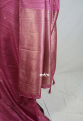 Mulberry Pink - Vadhanam - Jute Tussar Silk Saree with Buttas and Rich Pallu - Best for Office Wear | Casual Wear