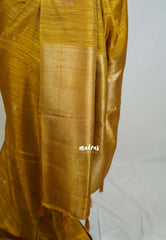 Mustard Yellow - Vadhanam - Jute Tussar Silk Saree with Buttas and Rich Pallu - Best for Office Wear | Casual Wear